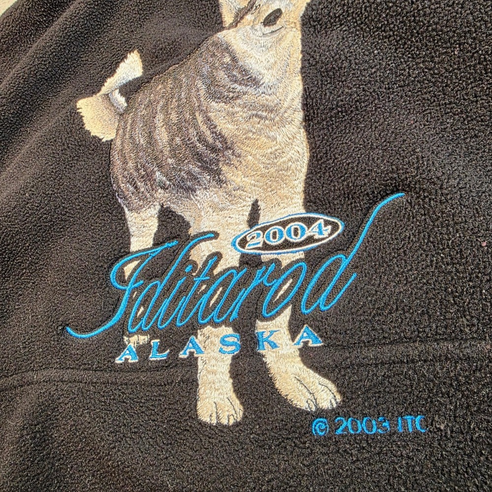 Cabela's Fleece Jacket Men Medium Black Full Zip Iditarod Alaska Gorpcore Husky